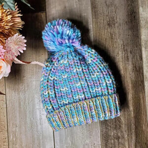 Girls Shimmery Pastel Knit Winter Beanie Hat (One Size Fits All)